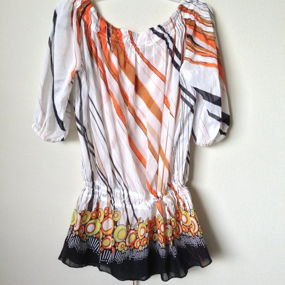 LAPIS-Silk Off the Shoulder Drop Tie Waist Top - Picture 2 of 12